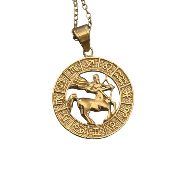 NWT Gold Zodiac Sagittarius Pendant Necklace 16 inch - Picture 5 of 6